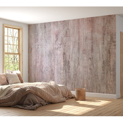 Surface Background Wallpaper Wall Mural - Beige Boho Rustic Wood