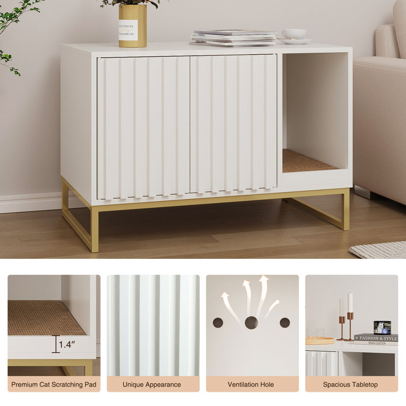 Enceinte de litière Hollomon, Blanc / Doré
