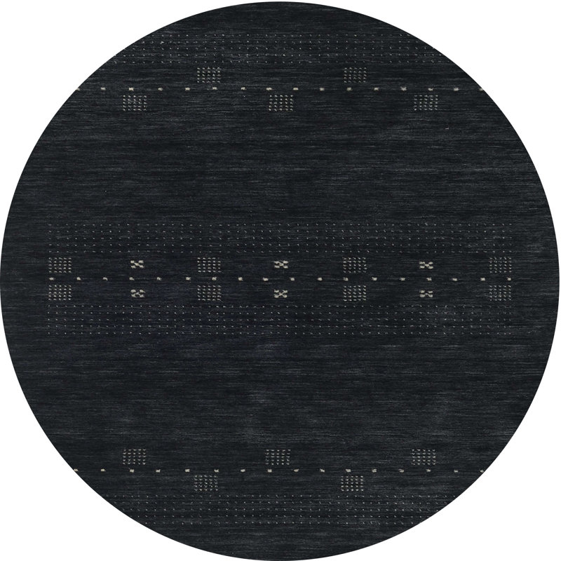 Tapis abstrait noir, Rond 8 pi