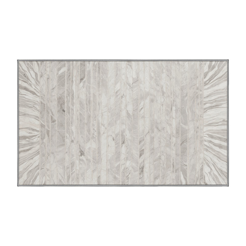 Machine Washable Gray Area Rug, Rectangle 6' x 9'