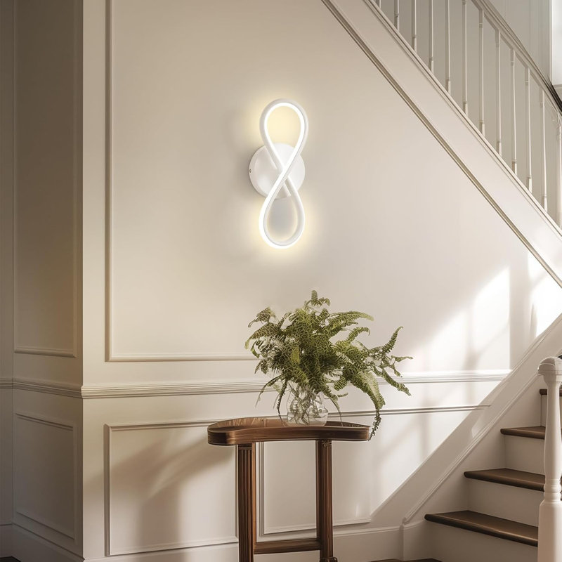 Wall Sconce 1-light LED Wall light modern -7W curve design warm white 3000K for staircase bedroom, White