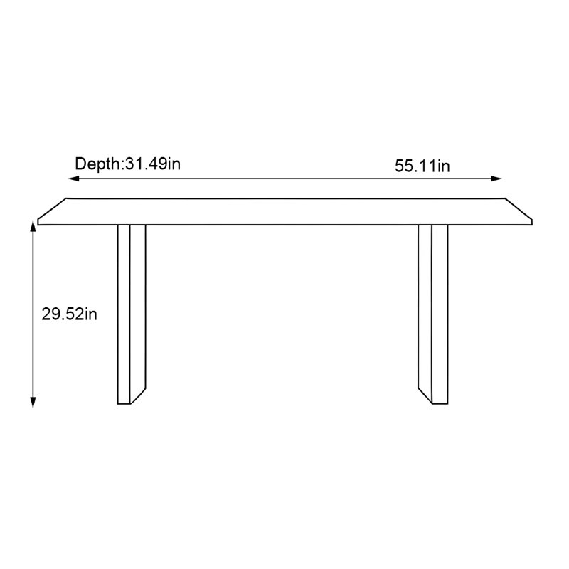 Table d'appoint domestique en acier inoxydable brillant, H 29,52 po x L 55,11 po x l 31,49 po