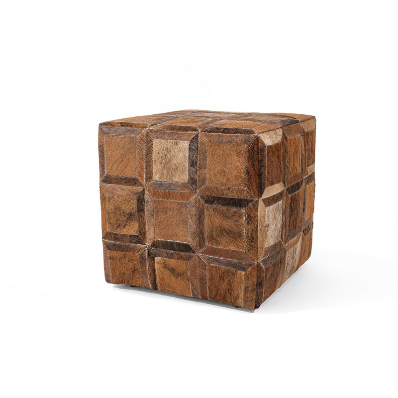 Patchwork Brindle Cowhide Ottoman