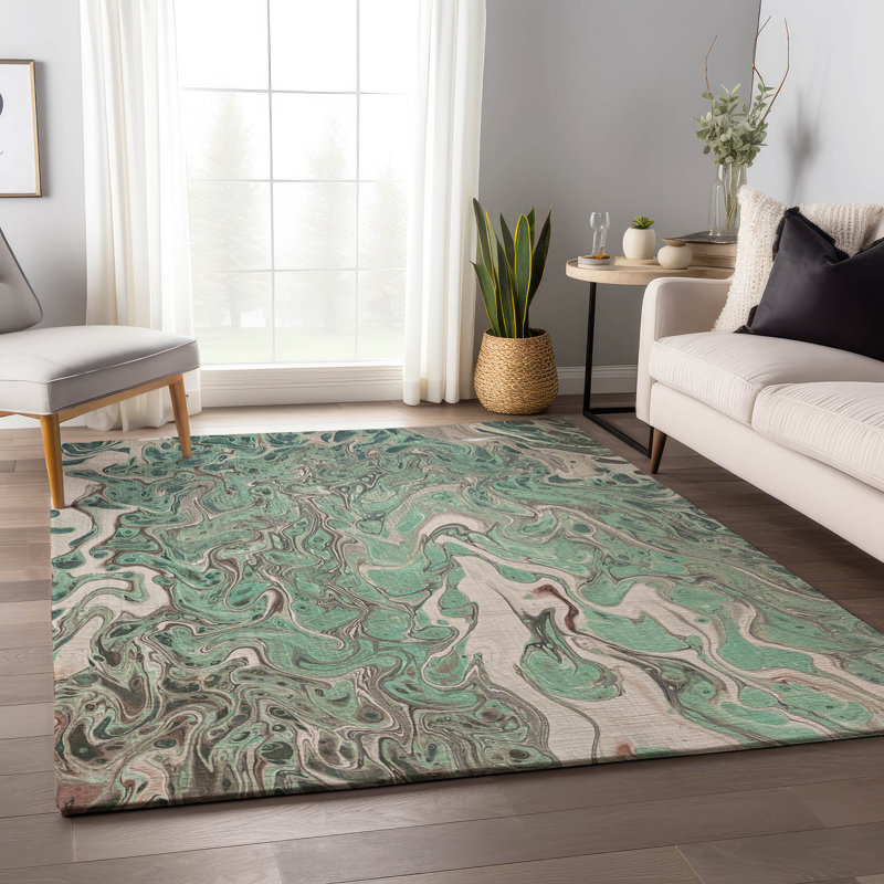 Tapis menthe de qualité supérieure Chananya AMF54, Rectangle 2 pi 6 po x 3 pi 10 po