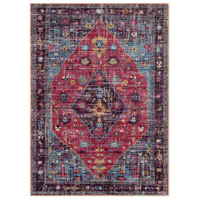 Watte Traditional Oriental Tribal Machine Washable Area Rug Perfect for Living Room, Dining Room, Bedroom Decor