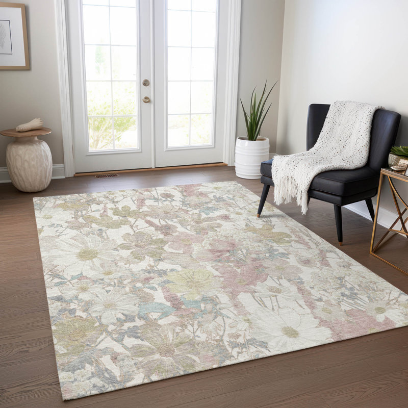 Tapis intérieur / extérieur ivoire Taniska, 9 pi x 12 pi