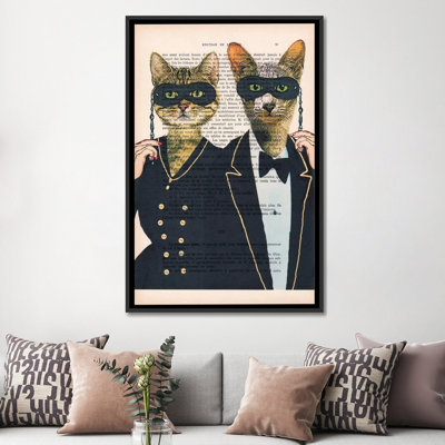 «Vintage Paper Series: Party Cats», impression sur toile