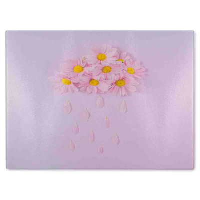 Raining Daisy Cloud Glass Chopping Board