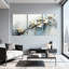 Tableau mural sur toile tendue à motif floral de magnolia blanc (ensemble de 3)-1712589464