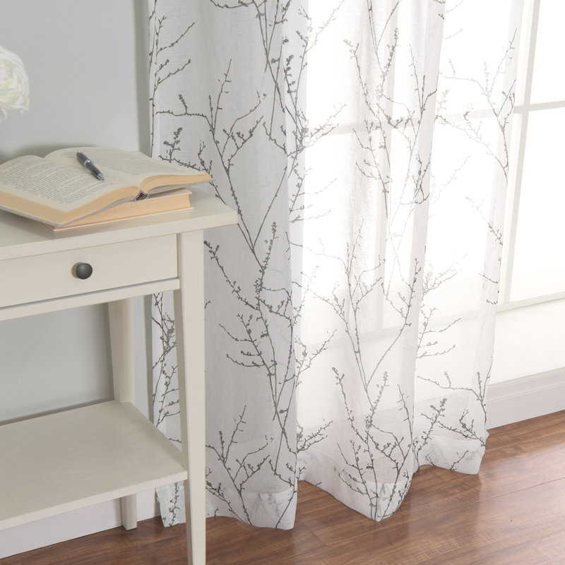 Aitan Sheer Curtain Panel Pair, Black