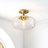 Tatem 14" 1-Light Modern Farmhouse Schoolhouse Glass/Metal LED Semi Flush Mount-508302456-448419110