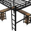 Lit mezzanine double en métal avec bureau et support à suspendre