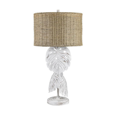 33.25" Metal Table Lamp With Tan Shade