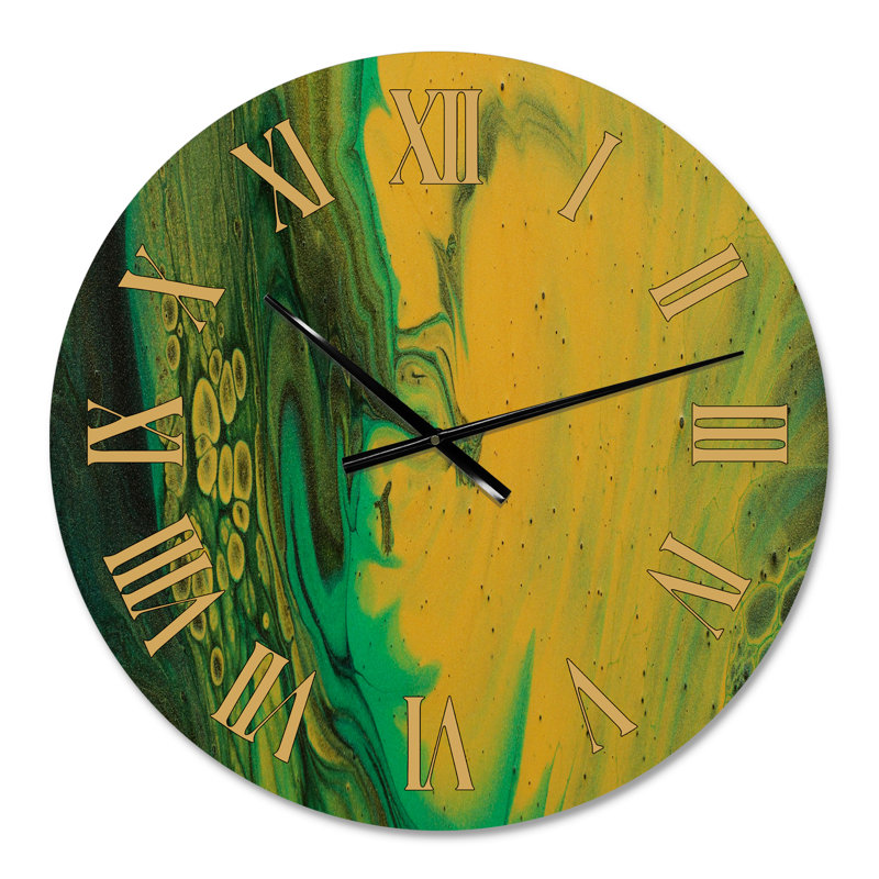 Marbre paysage avec beige foncé et bleu I - horloge murale moderne, Petit