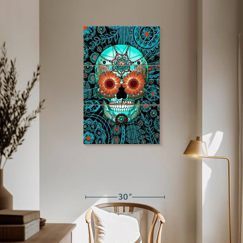Kerner Sugar Skull Caribbean Blue, 57" H x 36" W