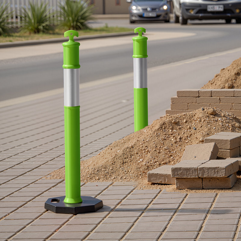 Panneaux de délimitation de la circulation - Base lestée avec cônes de sécurité de 48 po - vert