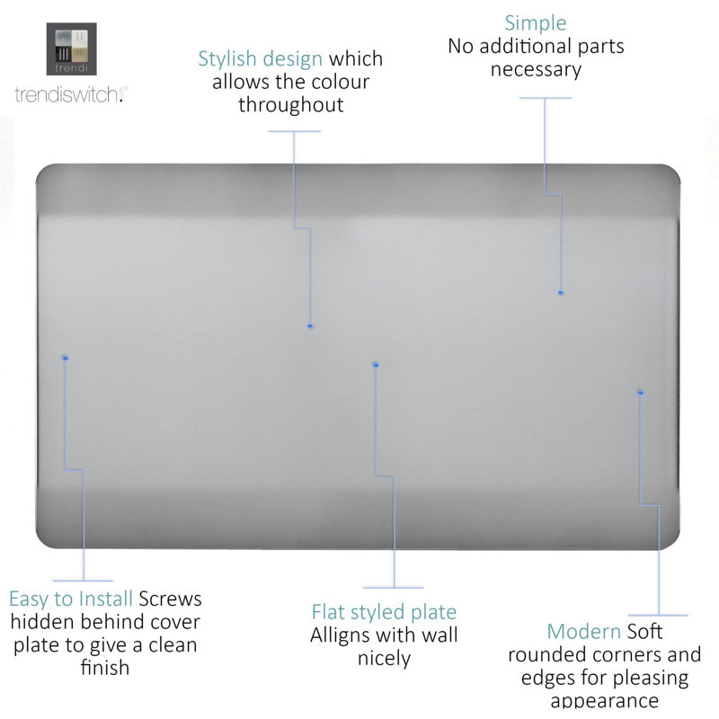 Trendi Switch Double Blanking Plate, Steel