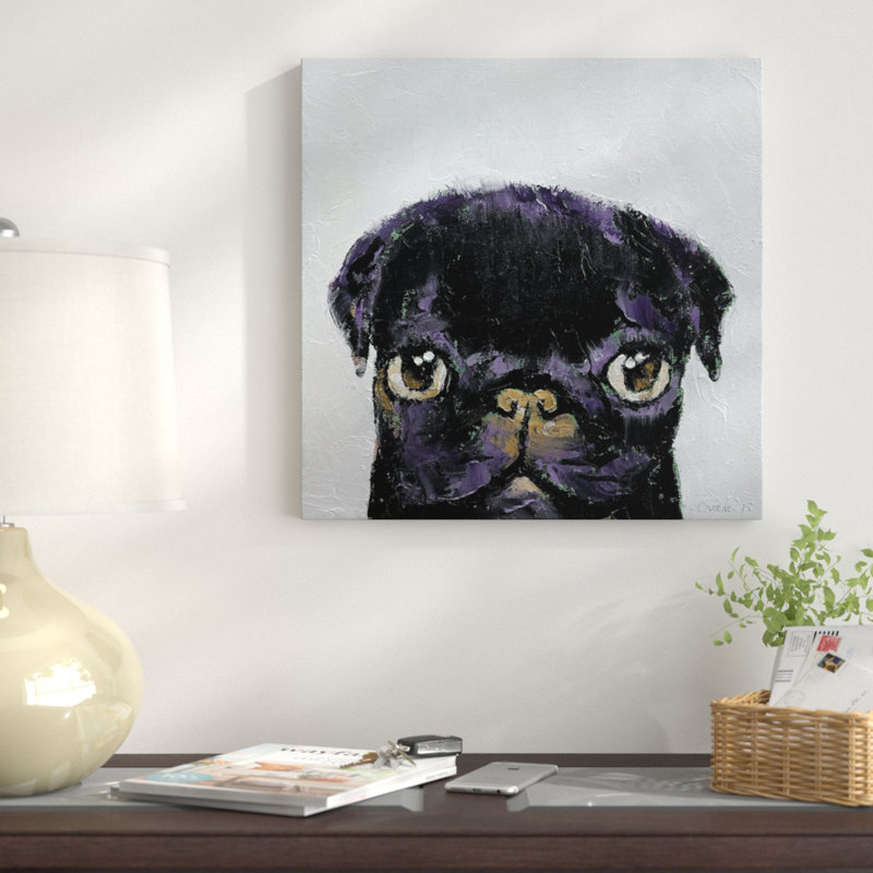 «Black Pug» par Michael Creese - Estampe numérique sur toile tendue avec châssis, H 18 po x l 18 po x P 1,5 po