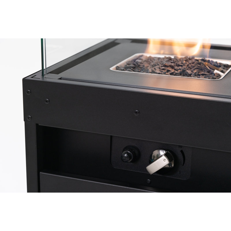 Black Propane Patio Heater with Glass Enclosure and Wheels