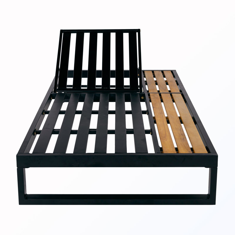 Chaise longue d'extérieur avec dossier réglable à 5 positions et rangement latéral