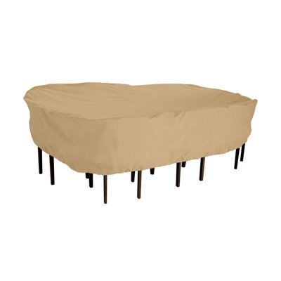 Terrazzo Collection Patio Table and Chair Set Cover in Tan, Medium Round by Classic Accessories