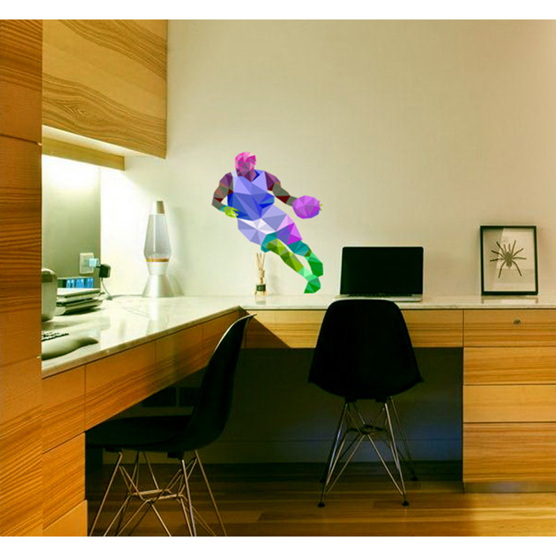 Adhésif décoratif polygonale Basketball gym, H 22 po x l 33 po