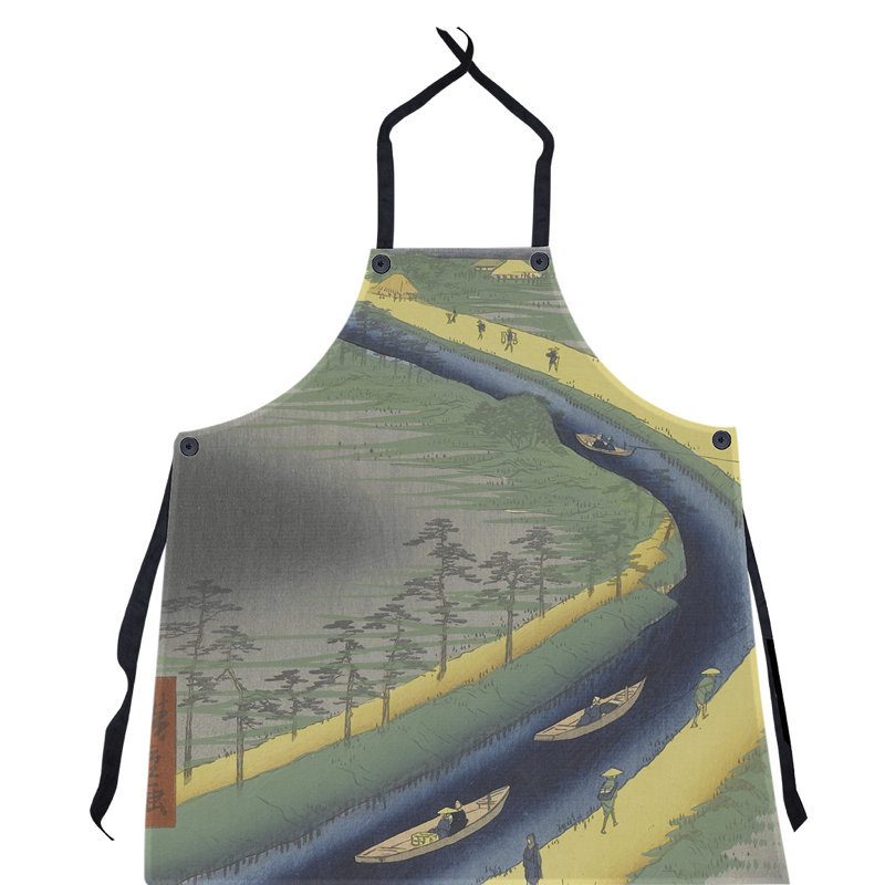 Bib Apron, Navy/Green/Gray