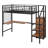 Metal Loft Bed With Desk And Metal Grid, With Wardrobe
