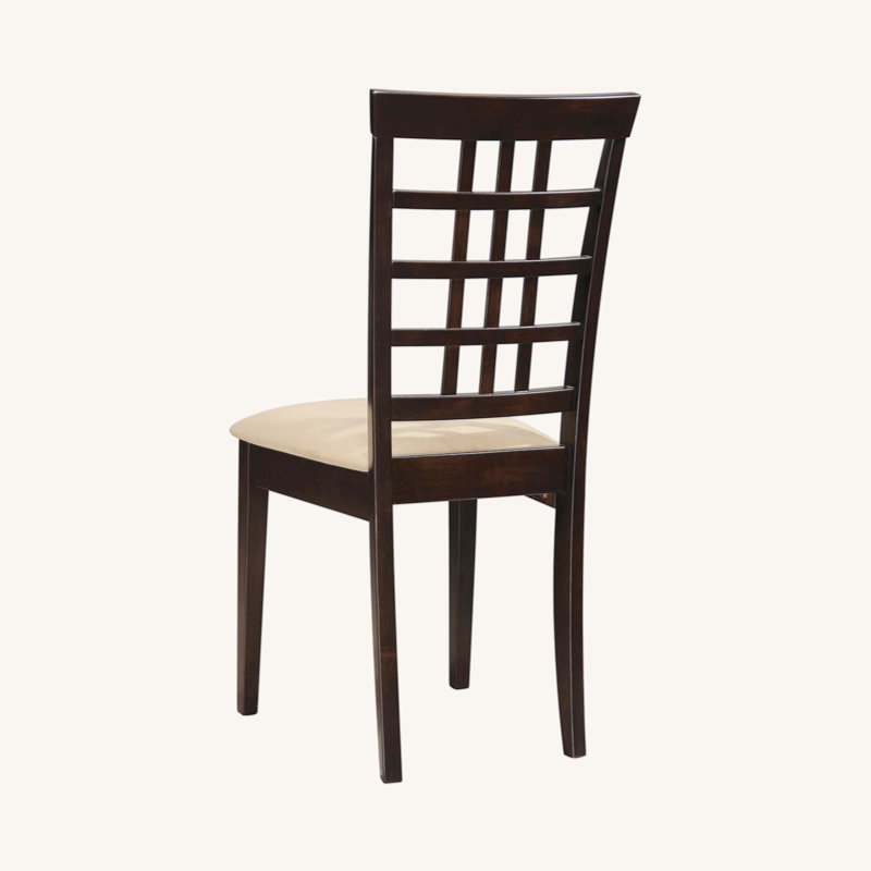 Set Of 2 Lattice Back Dining Chairs, Cappuccino