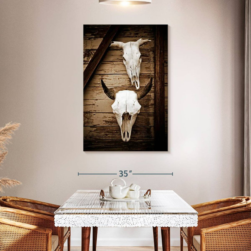 Crâne de vache Lelar Western, H 48 po x l 32 po