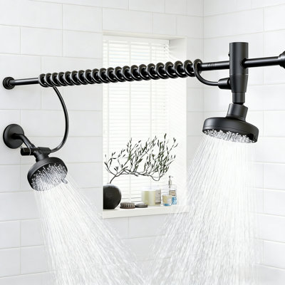 Dual Shower Head With Original Adjustable Slider, High Pressure Double Shower Head For Two People Rod, 2 Showerhead System For Couples, Renter-Friendly, SPA-Like, Gift For