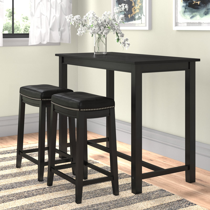 Arlyce 4 - Person Bar Height Dining Set, Black, Black, 36" H x 47.25" L x 23.75" W