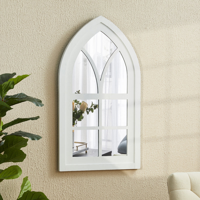 Merrie Wood Flat Wall Mirror, White