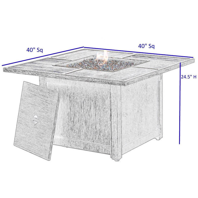 Appomattox Square Aluminum Propane Smokeless Fire Pit Table with Hidden Fuel Tank
