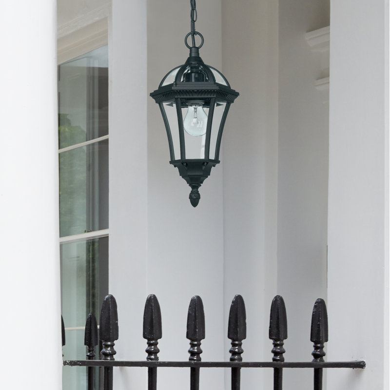 Drayton IP44 black lantern pendant