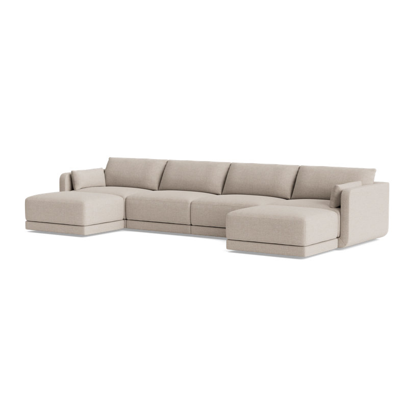 Eva Double Chaise Sectional, Performance Weave - Natural