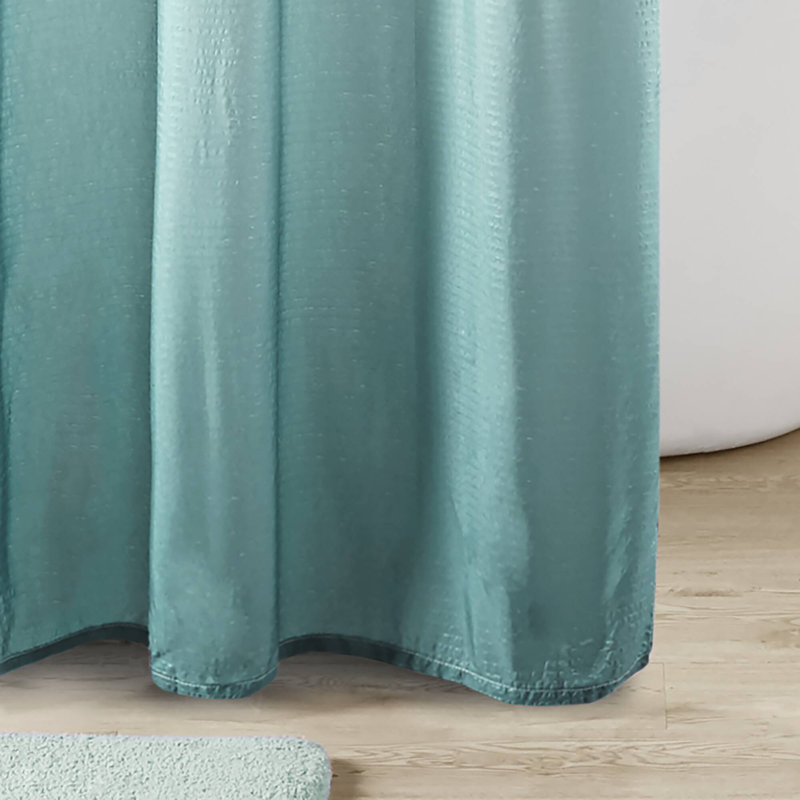 Aqua Ombre Seersucker Fabric Shower Curtain