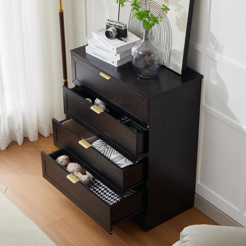 Sophia-Mae 4 Drawer 29.1" W Chest, Black/Sturdy