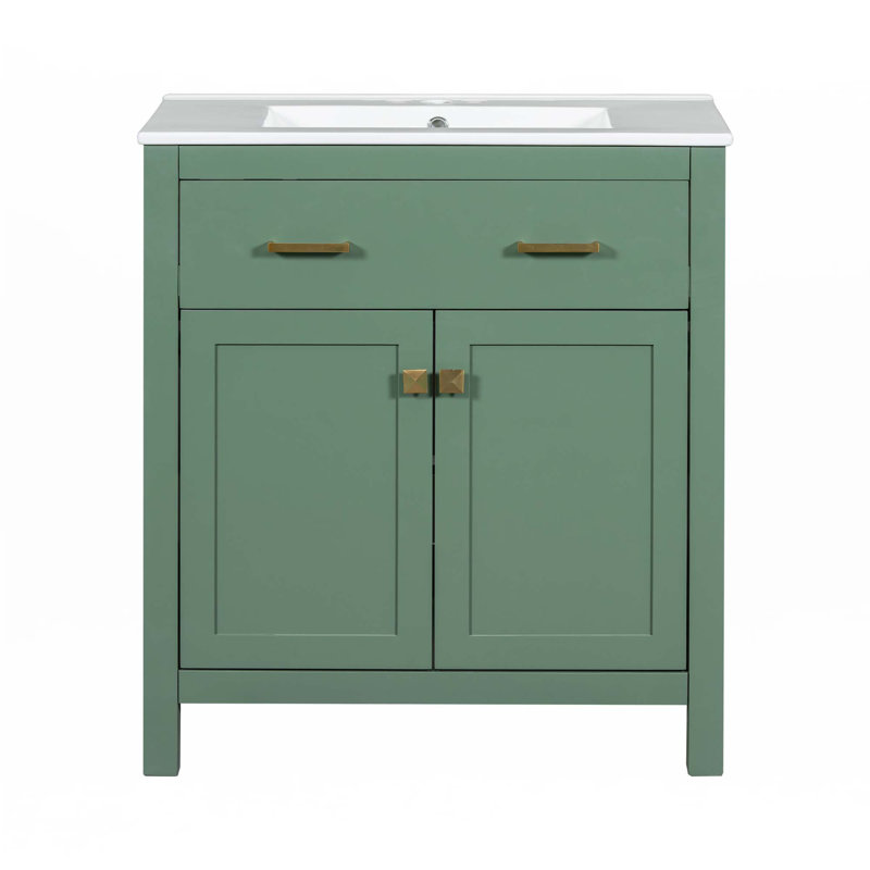 Meuble-lavabo de 30 pouces avec lavabo en céramique, Vert