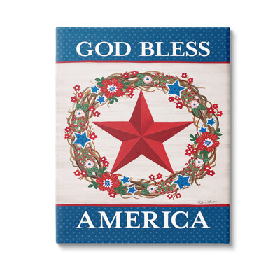 «God Bless America Wreath», art mural sur toile par Annie Lapoint