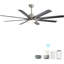 Grand ventilateur de plafond de 66 pouces avec lumière à DEL à intensité variable et 8 pales en ABS avec moteur à courant continu réversible et intelligent pour le salon