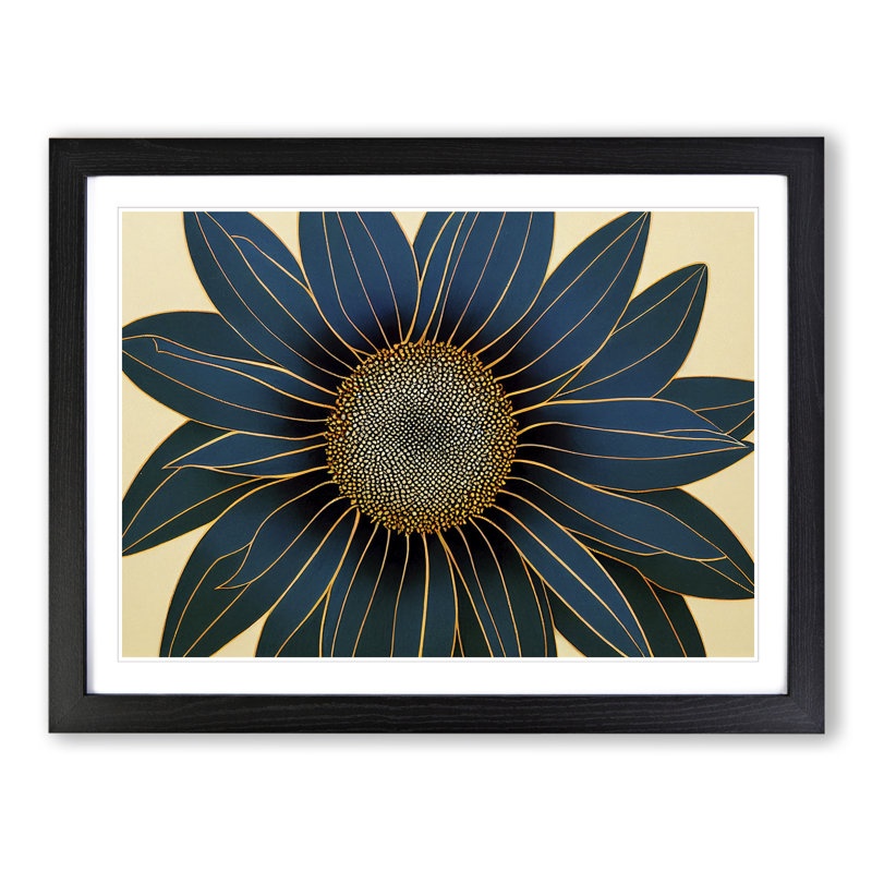 Extravagant Flower - Single Picture Frame Print, Black Framed, 46cm H x 64cm W x 2cm D