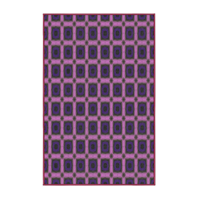 Tapis rose/zone noire à motifs, Rectangle 5 pi x 7 pi