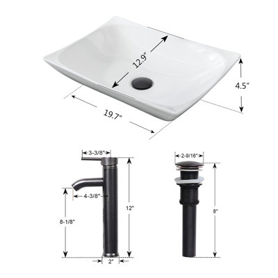 ECLIFE Manrique 19.7'' Ceramic Specialty Bathroom Sink with Faucet