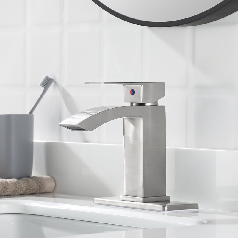 Single-Hole Single-handle Bathroom Faucet with Drain Assembly, Brushed Nickel