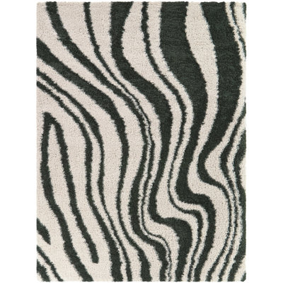 Burroughs Green Abstract Striped Area Rug
