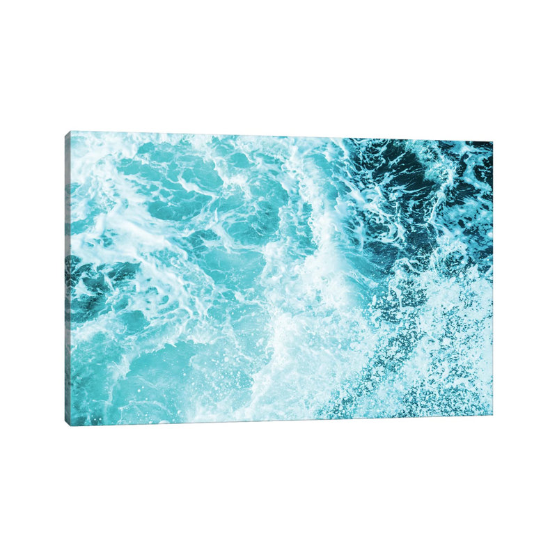 «Perfect Ocean Sea Waves» - Impression sur papier avec cadre flottant, Toile tendue, H 12 po x l 18 po x 1,5 po