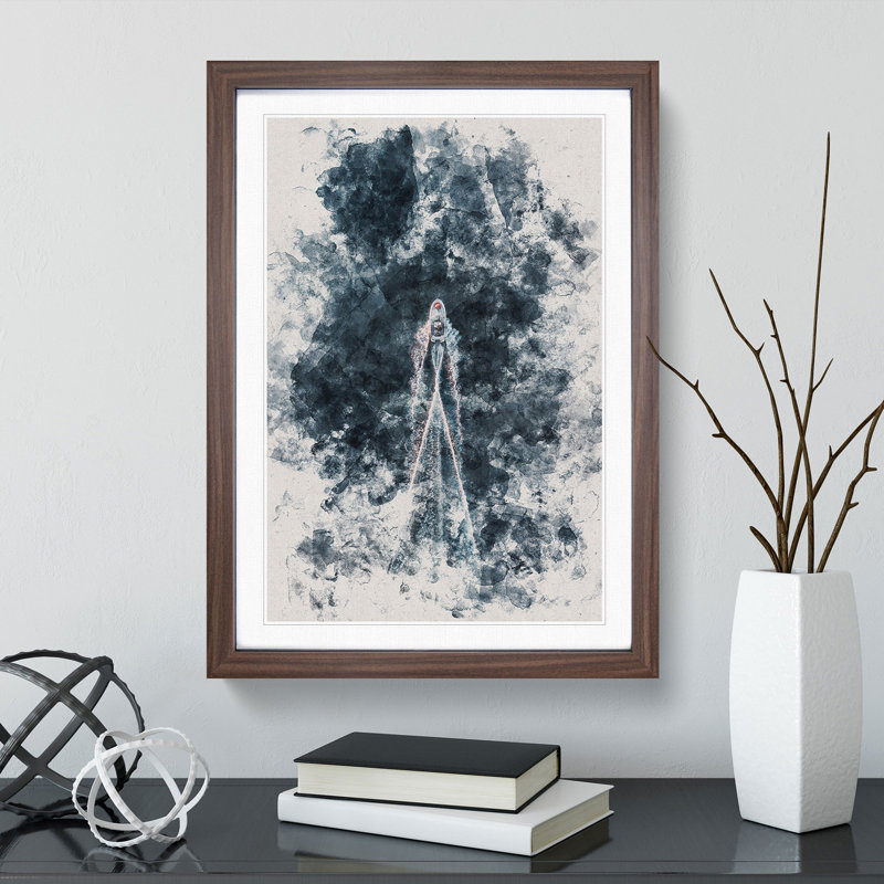 Powered Boat In Sweden - Single Picture Frame Print on Wood, Walnut Framed, 36cm H x 27cm W x 2cm D