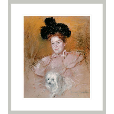 «Femme tenant un chien» par Mary Cassatt - Impression sur toile