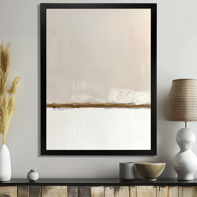 «Gold White Shadow Lines Abstract», impression sur toile encadrée minimaliste, art mural minimaliste doré, Cadre photo unique